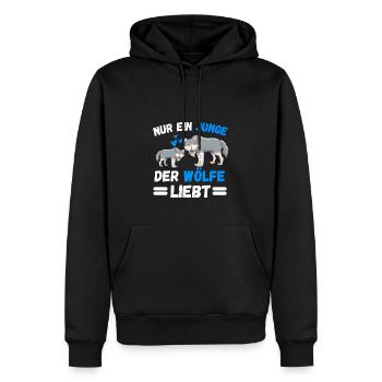 Waldbewohner Jungs Wald Tier Geschenk Wolf - Männer Premium Bio Hoodie - Schwarz - Vorne - Nico (187cm)