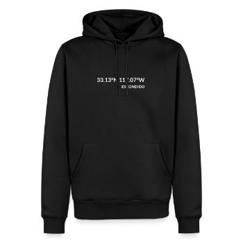 Escondido, California, United States Coordinates - Men’s Premium Organic Hoodie - black - Front - Nico (187cm)