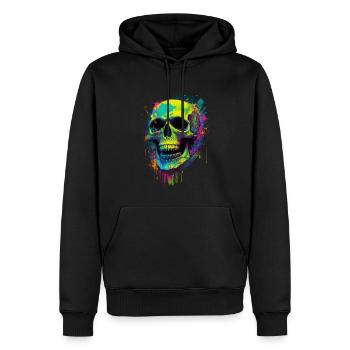 Totenkopf Neon Farben Modern Totenschädel - Männer Premium Bio Hoodie - Schwarz - Vorne - Nico (187cm)