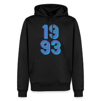 1993 Geburtsjahr | Farben änderbar - Männer Premium Bio Hoodie - Schwarz - Vorne - Nico (187cm)