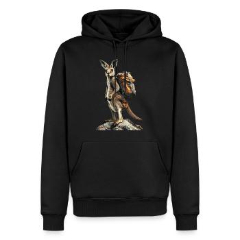 Känguru - Männer Premium Bio Hoodie - Schwarz - Vorne - Nico (187cm)