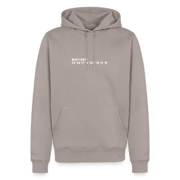 Nuevo León Mexiko Koordinaten - Männer Premium Bio Hoodie - Taupe - Vorne - Nico (187cm)
