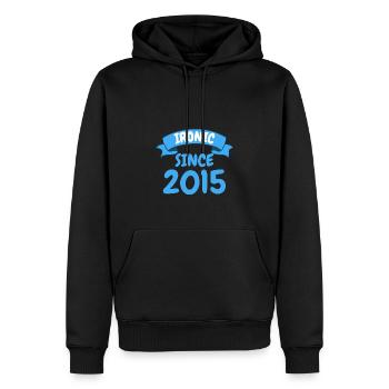 Ironique depuis 2015 Party Gift 8th Birthday - Sweat à capuche Premium bio Homme - noir - Devant - Nico (187cm)