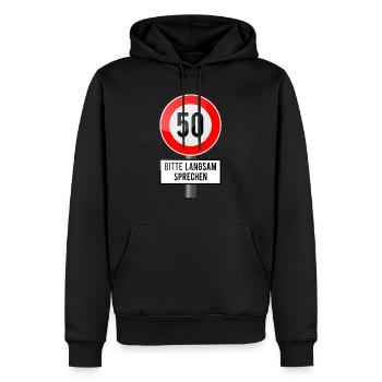 50 années bouclier lentement - Sweat à capuche Premium bio Homme - noir - Devant - Nico (187cm)