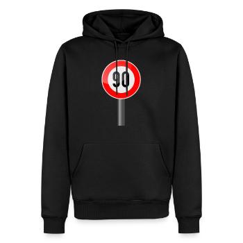 90 années Bouclier - Sweat à capuche Premium bio Homme - noir - Devant - Nico (187cm)