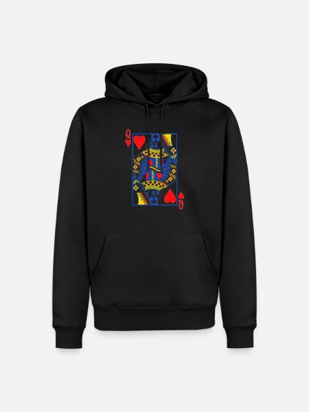 Spielkarte Herz Dame - Männer Premium Bio Hoodie - Schwarz