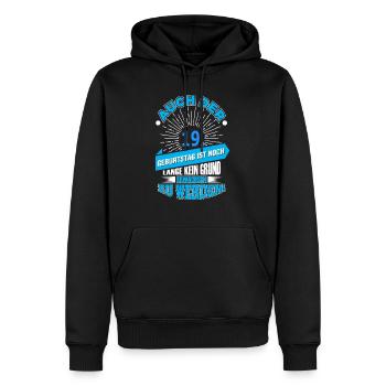 19. - Männer Premium Bio Hoodie - Schwarz - Vorne - Nico (187cm)