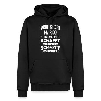 MARCO - Männer Premium Bio Hoodie - Schwarz - Vorne - Nico (187cm)