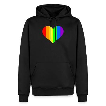 Regenbogen Herz - Männer Premium Bio Hoodie - Schwarz - Vorne - Nico (187cm)