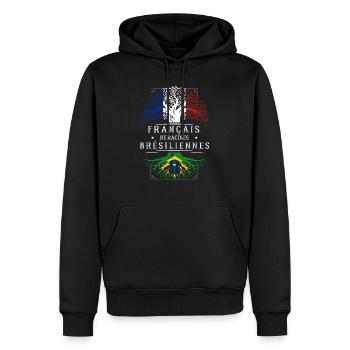Racines Brésiliennes - Sweat à capuche Premium bio Homme - noir - Devant - Nico (187cm)