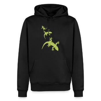 echsen - Männer Premium Bio Hoodie - Schwarz - Vorne - Nico (187cm)