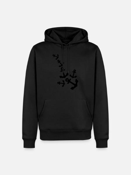 Anchor pattern line - Men’s Premium Organic Hoodie - black
