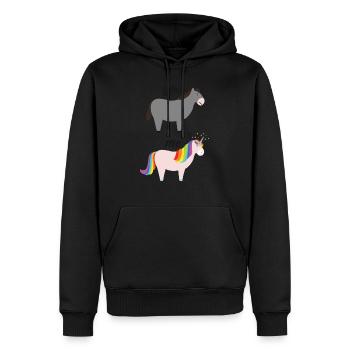 You VS Me (Donkey / Unicorn) - Männer Premium Bio Hoodie - Schwarz - Vorne - Nico (187cm)