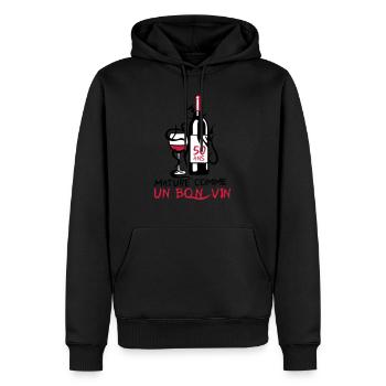 50 ans mature bouteille vin anniversaire - Sweat à capuche Premium bio Homme - noir - Devant - Nico (187cm)