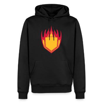 heiß feuer flammen eckig schild wappen emblem rahm - Männer Premium Bio Hoodie - Schwarz - Vorne - Nico (187cm)