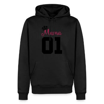 mama 01 - Männer Premium Bio Hoodie - Schwarz - Vorne - Nico (187cm)