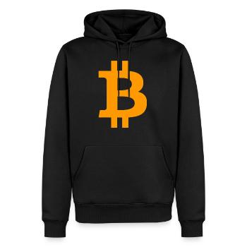 Bitcoin BTC symbol Logo - Männer Premium Bio Hoodie - Schwarz - Vorne - Nico (187cm)