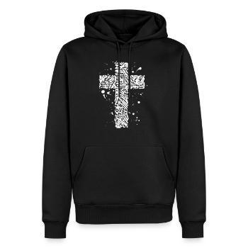 graffiti croix - Sweat à capuche Premium bio Homme - noir - Devant - Nico (187cm)