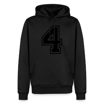 Number 4 Football | Team baseball| university basketball - Men’s Premium Organic Hoodie - black - Front - Nico (187cm)
