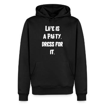life is a party feiern Spaß lustiger Spruch - Männer Premium Bio Hoodie - Schwarz - Vorne - Nico (187cm)