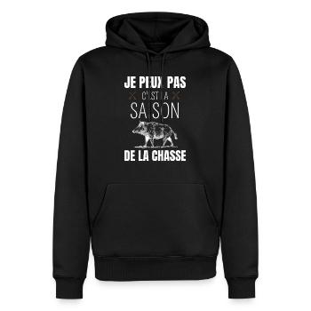 JE PEUX PAS C EST LA SAISON DE LA CHASSE - Sweat à capuche Premium bio Homme - noir - Devant - Nico (187cm)