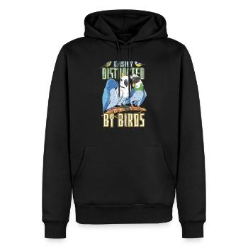 Facilement distrait par les oiseaux Observation des oiseaux - Sweat à capuche Premium bio Homme - noir - Devant - Nico (187cm)