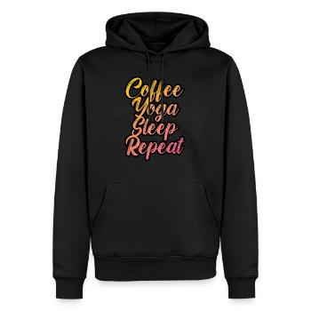 Café yoga sommeil répétition - Sweat à capuche Premium bio Homme - noir - Devant - Nico (187cm)