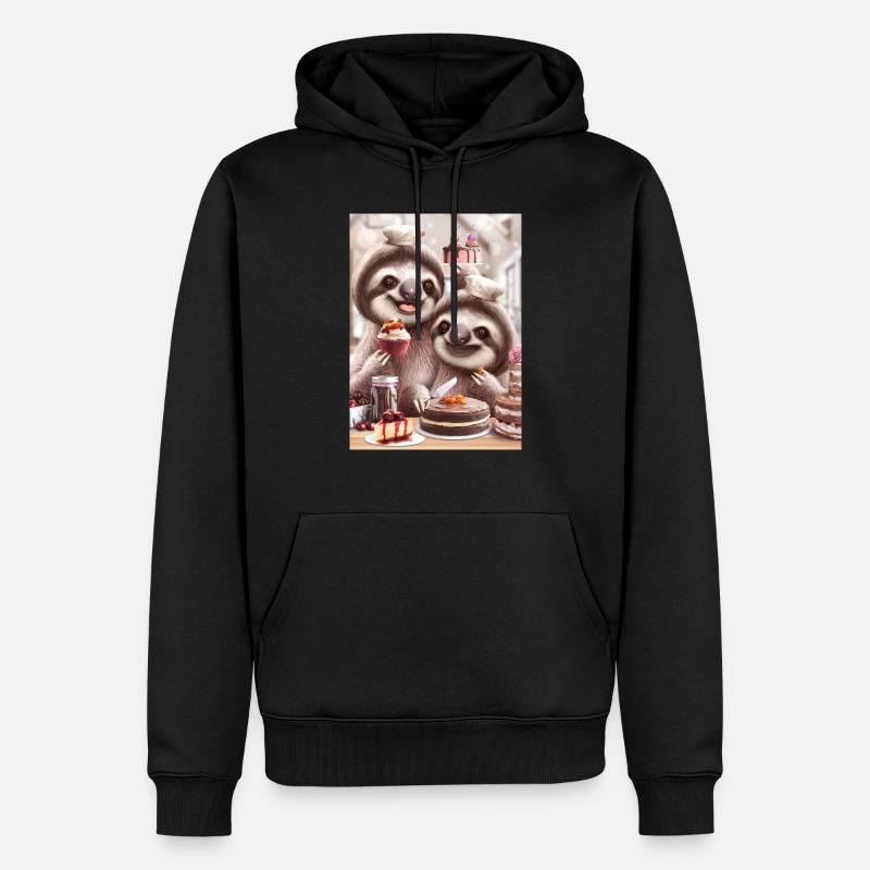 KUCHEN SLOTH - Männer Premium Bio Hoodie - Schwarz