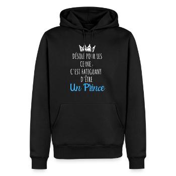 Désolé pour les cernes je suis un prince - Sweat à capuche Premium bio Homme - noir - Devant - Nico (187cm)