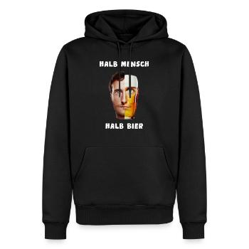 halb bier halb mensch - Männer Premium Bio Hoodie - Schwarz - Vorne - Nico (187cm)