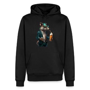 Animal cool avec BIer. Style et alcool - Sweat à capuche Premium bio Homme - noir - Devant - Nico (187cm)
