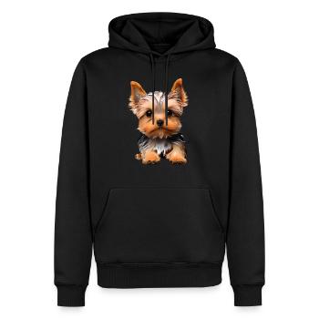 Chien propriétaire du chien Yorkshire Terrier chiot - Sweat à capuche Premium bio Homme - noir - Devant - Nico (187cm)