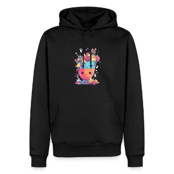 Cocktail kawaii 3 - Sweat à capuche Premium bio Homme - noir - Devant - Nico (187cm)
