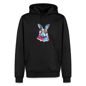 Tom the spectacled rabbit - Men’s Premium Organic Hoodie - black - Front - Nico (187cm)