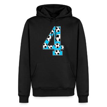 4. Geburtstag Fußball blau - Männer Premium Bio Hoodie - Schwarz - Vorne - Nico (187cm)