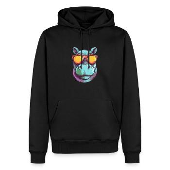Bif hippopotame - Sweat à capuche Premium bio Homme - noir - Devant - Nico (187cm)