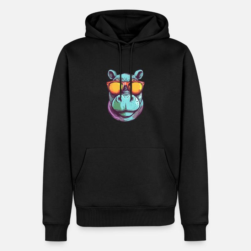 Bif Nilpferd - Männer Premium Bio Hoodie - Schwarz