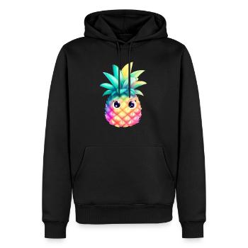 Mignon ananas coloré Fruit d’été cadeau de vacances - Sweat à capuche Premium bio Homme - noir - Devant - Nico (187cm)