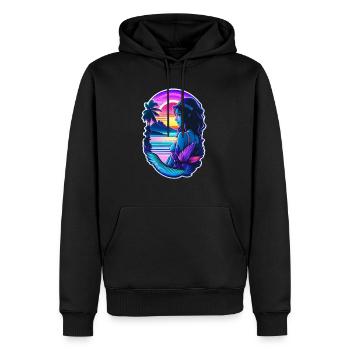 surf - manga - hawaii - Sweat à capuche Premium bio Homme - noir - Devant - Nico (187cm)