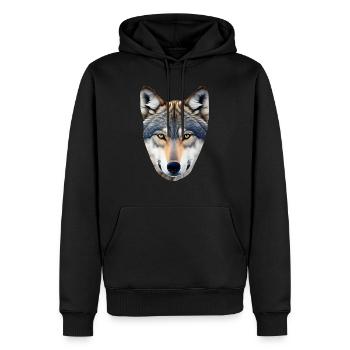 Wolf - Men’s Premium Organic Hoodie - black - Front - Nico (187cm)