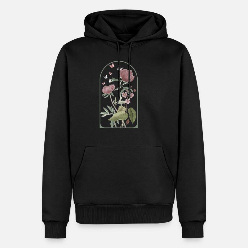 Cadre de fleurs bohémiennes - Sweat à capuche Premium bio Homme - noir