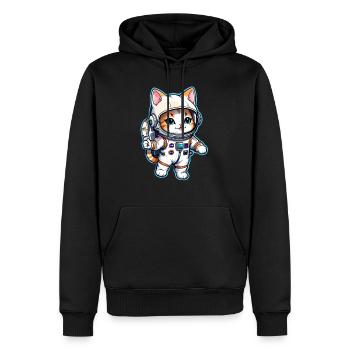 Astronaut Katze - Weltraum - Männer Premium Bio Hoodie - Schwarz - Vorne - Nico (187cm)