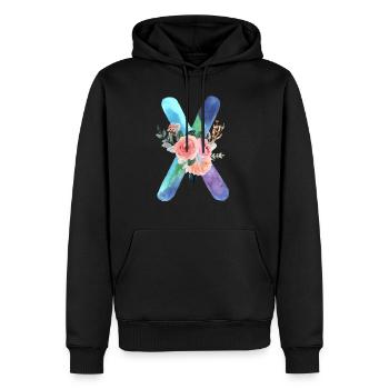 Lettre x watercolor - Sweat à capuche Premium bio Homme - noir - Devant - Nico (187cm)
