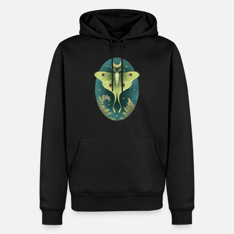 Luna Moth - Männer Premium Bio Hoodie - Schwarz