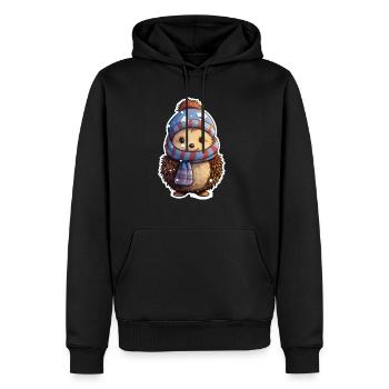 Drôle de hérisson en hiver - Sweat à capuche Premium bio Homme - noir - Devant - Nico (187cm)