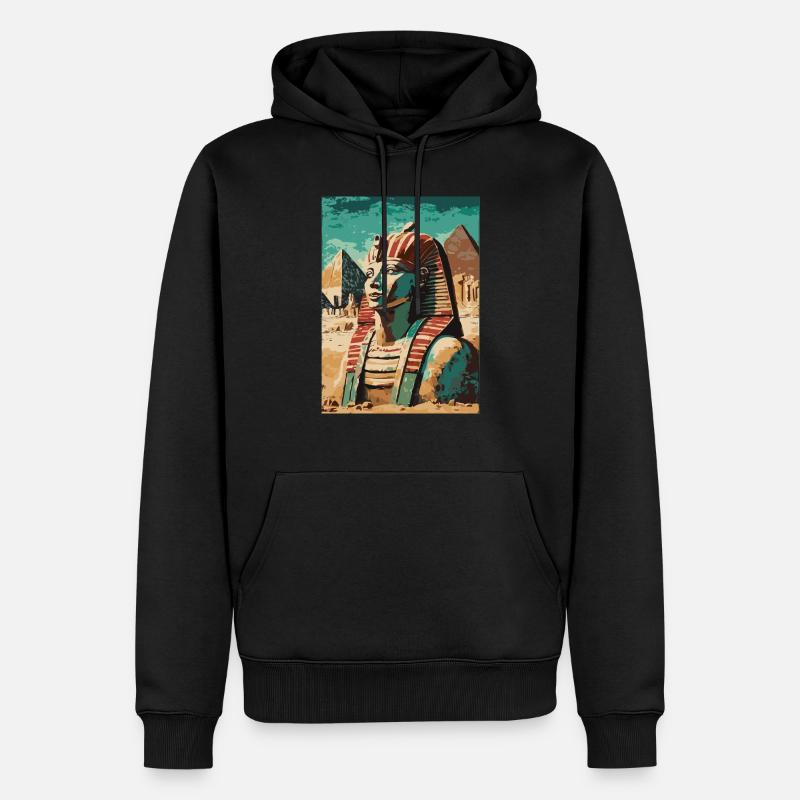 Pharao vor Pyramiden - Männer Premium Bio Hoodie - Schwarz