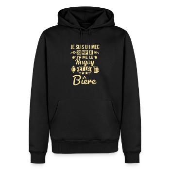 Rugby mec simple et Apéro - Sweat à capuche Premium bio Homme - noir - Devant - Nico (187cm)