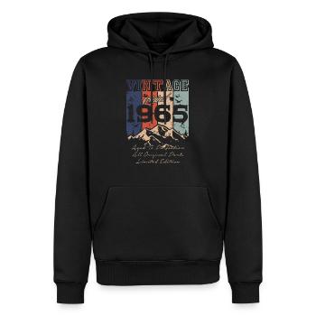 Legendary 1965 vintage - Men’s Premium Organic Hoodie - black - Front - Nico (187cm)