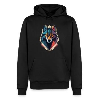 Wolf - Men’s Premium Organic Hoodie - black - Front - Nico (187cm)