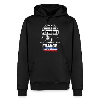 LES MEILLEURS PECHEURS SONT EN FRANCE - Sweat à capuche Premium bio Homme - noir - Devant - Nico (187cm)